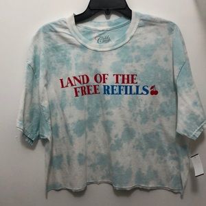 NWT “Land Of The free refills” crop top